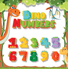Colorful dinosaur-themed numbers for kids' learning