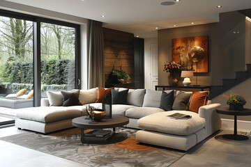 Fototapeta premium Gray Living Room with Rustic Decor
