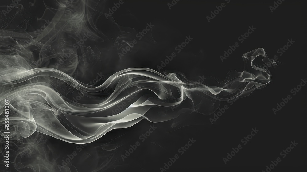 Poster swirling pattern of smoke against a dark background. the smoke forms a dynamic, serpentine shape tha