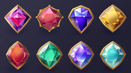 Asset of Diamonds for moible game for slot game element, Illustration 