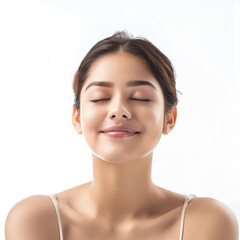 Beauty Korean Asian women spa skin healthy on 100% isolate white background.