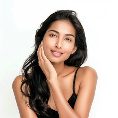 Naklejka premium Beauty Korean Asian women spa skin healthy on 100% isolate white background.