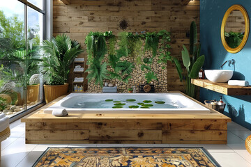 Rustic Bathroom with Wooden Walls