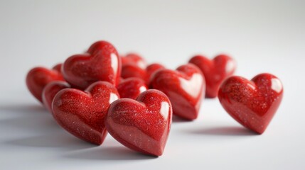 Lots of red hearts on a white background.