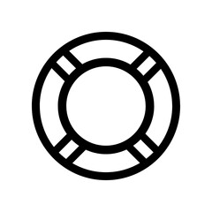 Lifebuoy in black, outline style and transparent background