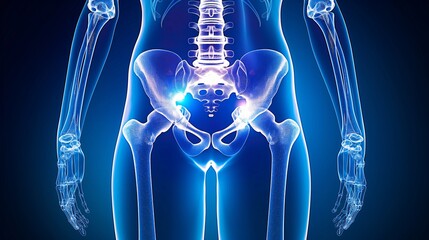 Hip X-ray with a fracture highlighting a break in the hip bone.