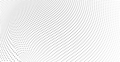 Abstract halftone wave dotted background. Futuristic twisted grunge pattern, dot, circles. Vector modern optical pop art texture for posters, business cards, cover, labels mock-up, stickers layout