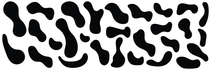 Organic colorful blob shape in boho style. Abstract blob shape. Random abstract liquid organic irregular blotch shapes. Collection of modern forms and Liquid drop or fluid dynamic print.	