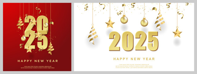 Luxury happy new year 2025. with gold number
