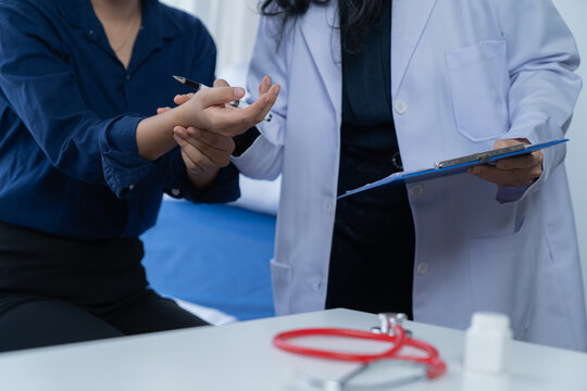During a consultation in the office, female patients received advice on birth control options and engaged in discussions about their overall health and treatment plans. This interaction between medica