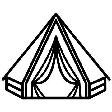 recommend clip art: line art illustration icon of camping tent