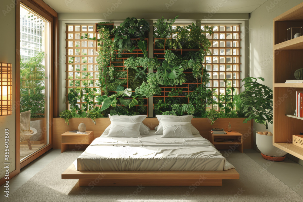 Canvas Prints Green Wall Bedroom Interior