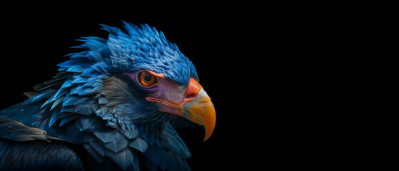 Fototapeta premium A majestic blue eagle silhouette against backdrop of neon pink and blue,enchanting atmosphere.