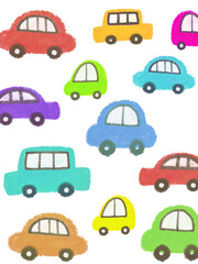 クレヨンで描いた車の手書きイラスト