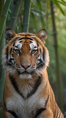 Obraz premium a tiger that is sitting in the shade