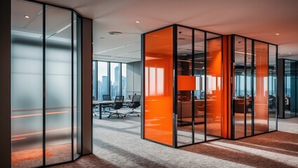 Fototapeta premium 3D rendering Blurred image of business office in the lobby of a modern office building.