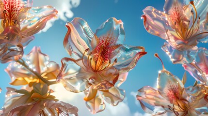 Digital technology blue sky glitter glass azalea poster background poster background