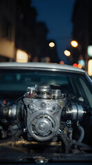 a car with a engine in the back of it