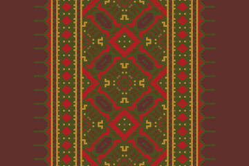Pixel Seamless Russian folk patterns, cross-stitched embroidery imitation. Patterns consist of ancient Slavic amulets.