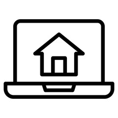 monitoring home, house on screen computer icon