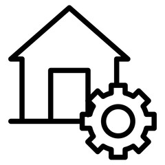 Smart home system icon. House, settings, gear, management,