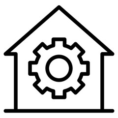 Smart home system icon. House, settings, gear, management,