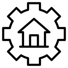 Smart home system icon. House, settings, gear, management,