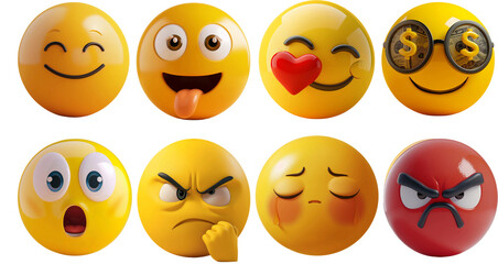 set 3d emoji with Different Reactions 