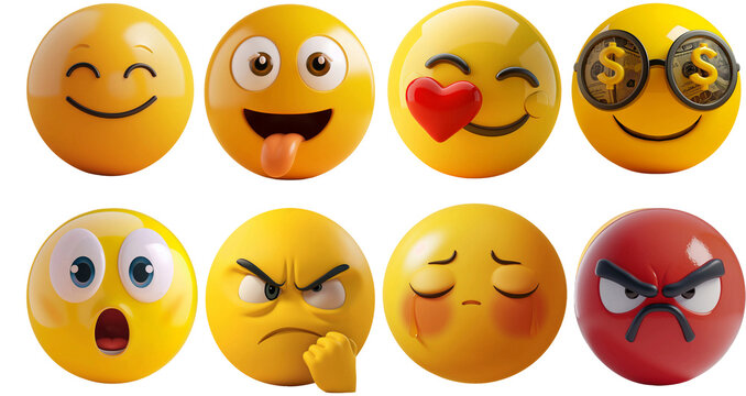 Naklejki set 3d emoji with Different Reactions 