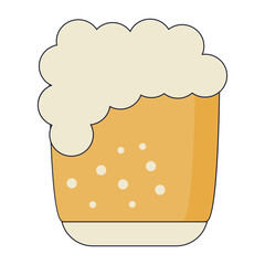 Beer Mug Clipart with Flat Cartoon Design. Isolated on White Background.