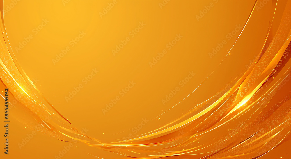 Poster Abstract orange background with golden lines and copy space text for background, design, and technology.