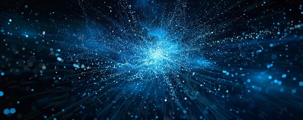 Abstract blue particle explosion