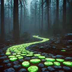 green and blue forest background