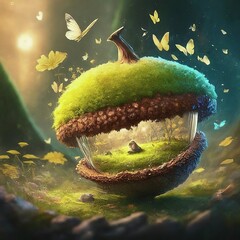 illustration design of a mushroom in the autumn