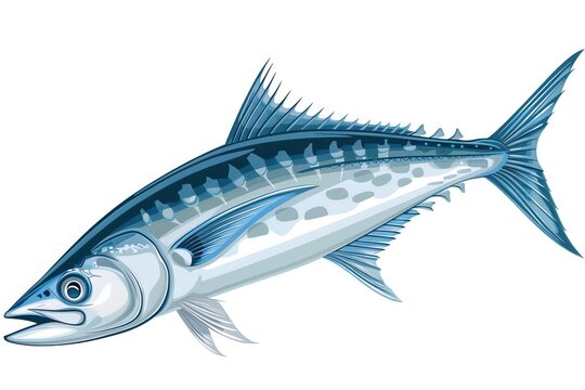 blue fish swimming, detailed, white background clip art preview