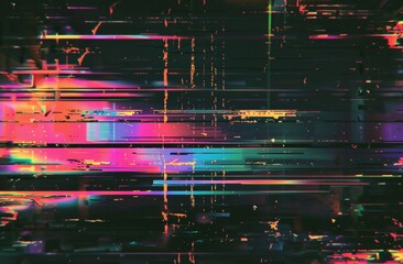 Black background with colorful static vhs glitch texture, noise effect