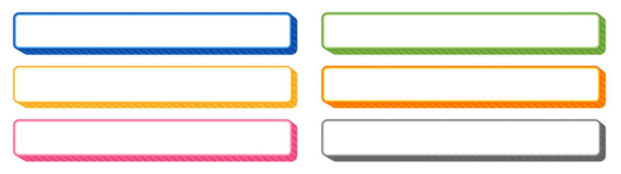 アイソメトリック風の厚みのあるポップでかわいいテロップベースセット　ベクター素材