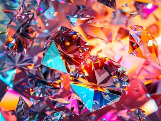 Array of crystals in digital artwork captures a striking rainbow sheen