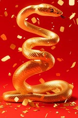 Fototapeta premium Happy New Year of the Snake according to the Chinese calendar 2025 year of the snake. Background with snake