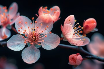 Delicate Pink Blossoms on a Branch