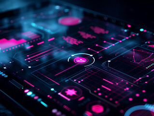 Obraz premium Augmented Reality Interface in Hot Pink and Cyan