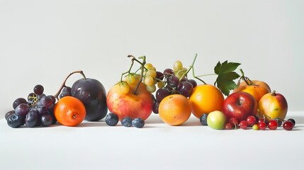 Ripe fruits isolated on white background. 