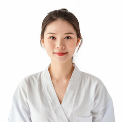 Beauty Asian women spa skin healthy on 100% isolate white background.