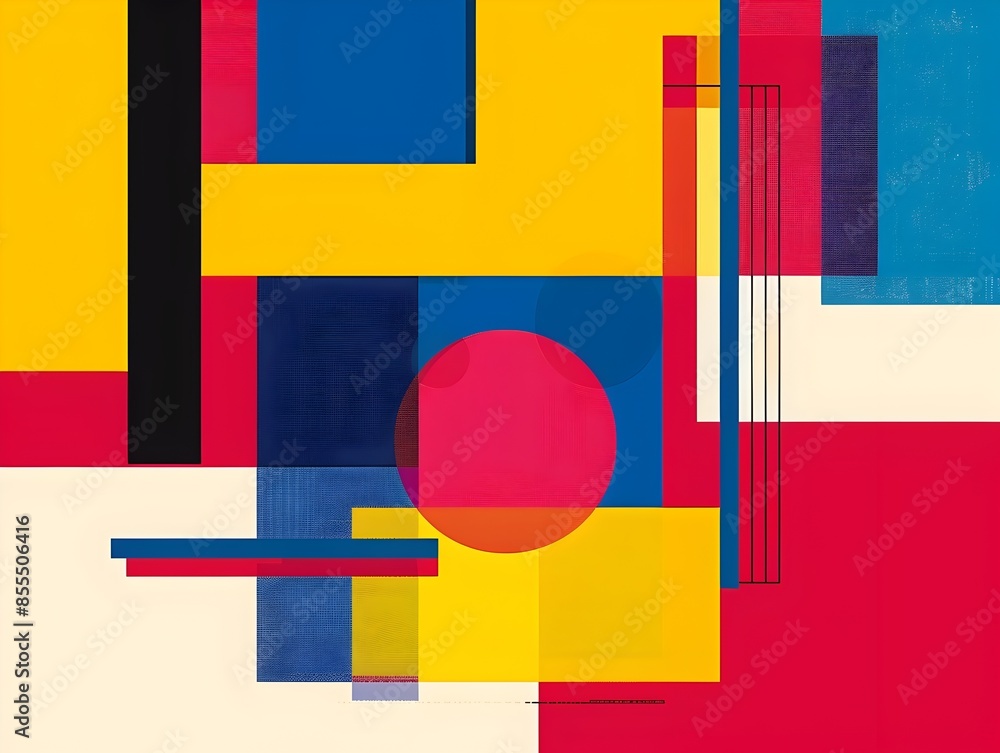 Poster vibrant abstract geometric frame background with bold lines and shapes