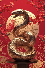 Happy New Year of the Snake according to the Chinese calendar 2025 year of the snake. Background with snake