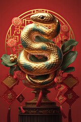 Happy New Year of the Snake according to the Chinese calendar 2025 year of the snake. Background with snake