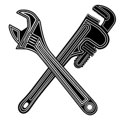 Crossed Pipe Wrench icon. plumbing symbol design vector illustration	
