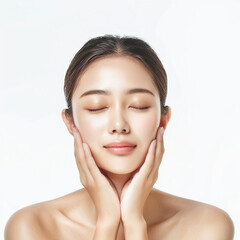 Obraz premium Beauty Asian women spa skin healthy on 100% isolate white background.