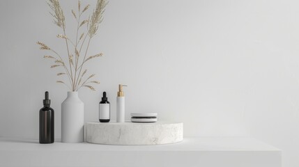 Minimalistic mockup setup highlighting products on a neutral white backdrop.