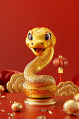 Happy New Year of the Snake according to the Chinese calendar 2025 year of the snake. Background with snake